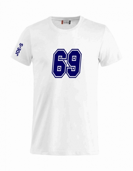 T-Shirt Nummer 69, weiß-blau, günstig kaufen